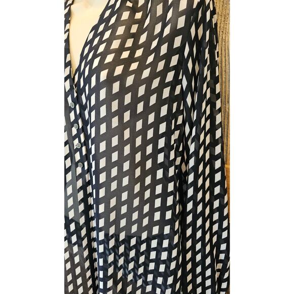Banana republic sheer see through button up long sleeve chiffon black top EUC M - Picture 2 of 7